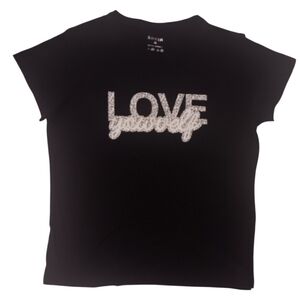Black Tee with 'Love Yourself' Design
